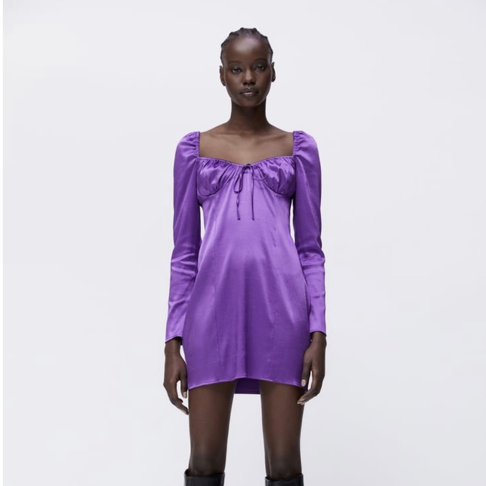 zara long sleeve mini dress